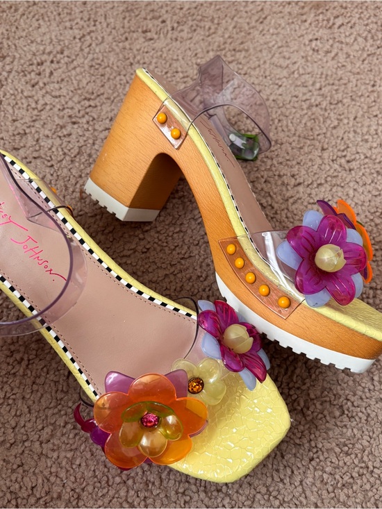 Betsey Johnson Shoes - Betsey Johnson Yellow Floryn Platform Sandals with Clear Straps